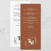 Moderne chique terracotta boho bruiloft dank u not menu (Voorkant / Achterkant)