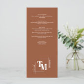 Moderne chique terracotta boho bruiloft dank u not menu (Staand voorkant)