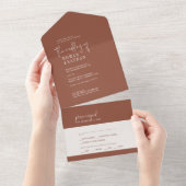 Moderne chique terracotta bruiloft all in one uitnodiging (Afscheurbaar)