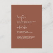 Moderne chique terracotta roest bruiloft receptie informatiekaartje (Voorkant)