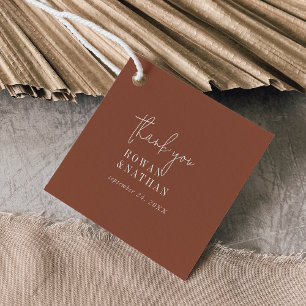 Moderne chique terracotta roest dank u bruiloft bedankjes labels
