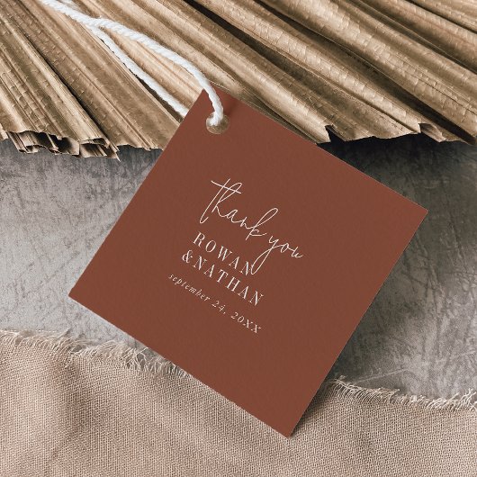 Moderne chique terracotta roest dank u bruiloft bedankjes labels