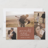 Moderne chique terracotta roest foto collage save the date (Voorkant)