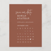 Moderne chique terracotta roest kalender opslaan v uitnodiging briefkaart (Voorkant)