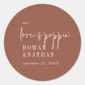 Moderne chique terracotta roest onze liefde is pop ronde sticker (Voorkant)