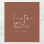 Moderne chique terracotta roest proost om te houde wijn etiket (Enkel label)