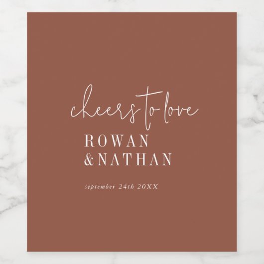 Moderne chique terracotta roest proost om te houde wijn etiket (Enkel label)