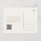 Moderne Chique Terracotta Roest QR Code Save the D Uitnodiging Briefkaart (Achterkant)