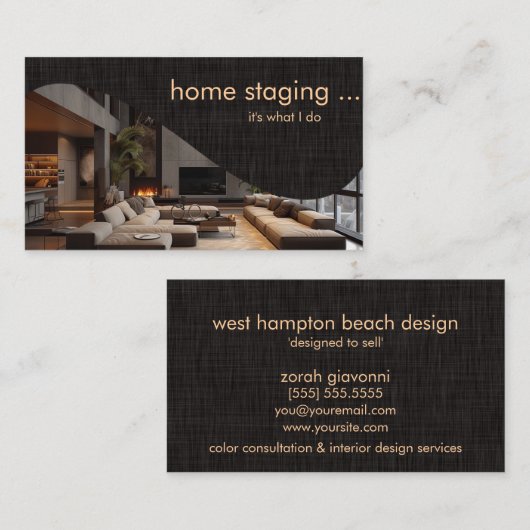 Moderne chique thuis enscenering visitekaartje (Voorkant / Achterkant)