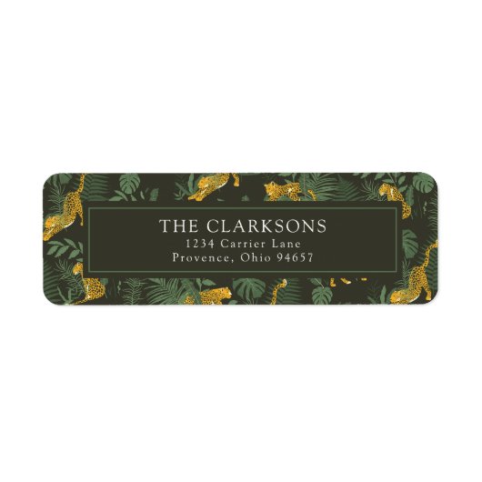 Moderne chique tropische luipaard retour adreslabe etiket (Voorkant)