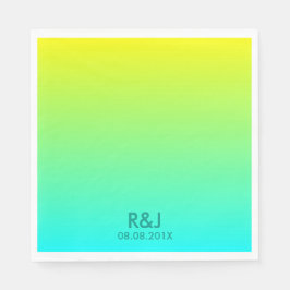 Moderne chique turquoise geel groen ombre bruiloft servetten