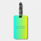 Moderne chique turquoise geel groen ombre monogram bagagelabel (Achterkant verticaal)