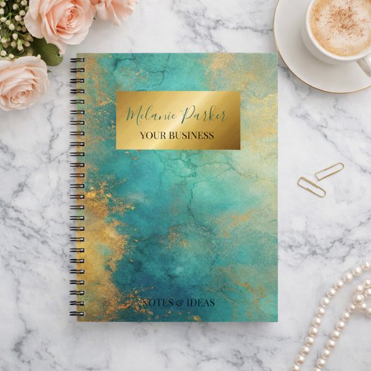 moderne chique turquoise goud waterverf notitieboek