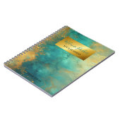 moderne chique turquoise goud waterverf notitieboek (Linkerzijde)