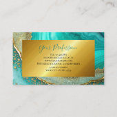 Moderne chique turquoise gouden marmeren glitter visitekaartje (Achterkant)