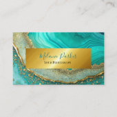Moderne chique turquoise gouden marmeren glitter visitekaartje (Voorkant)