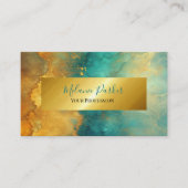 Moderne chique turquoise gouden waterverf visitekaartje (Voorkant)