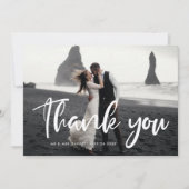 Moderne chique typografie bruiloft dank u kaart (Voorkant)