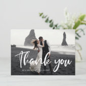 Moderne chique typografie bruiloft dank u kaart (Staand voorkant)