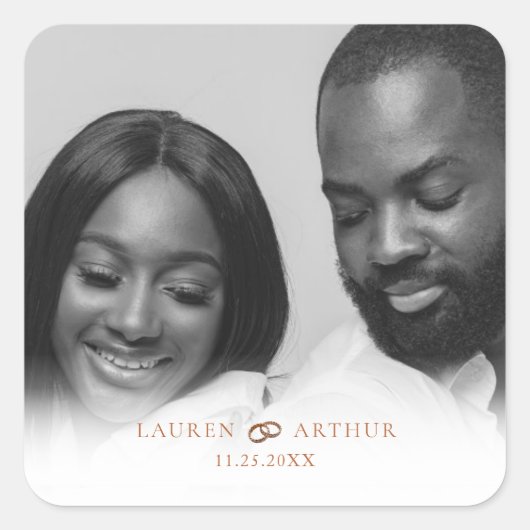 Moderne chique ultra minimale gouden Lijst foto br Vierkante Sticker (Voorkant)