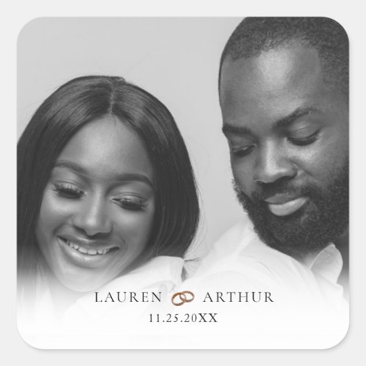 Moderne chique ultra minimale gouden Lijst foto br Vierkante Sticker (Voorkant)