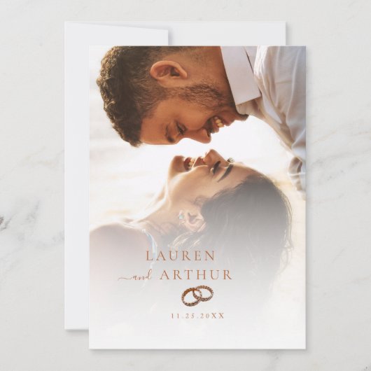 Moderne chique ultra minimale typografie foto brui kaart (Voorkant)