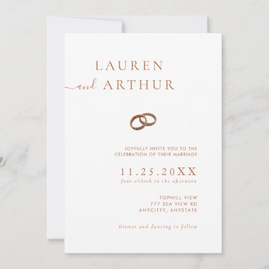 Moderne chique ultra minimale typografie foto brui kaart (Achterkant)