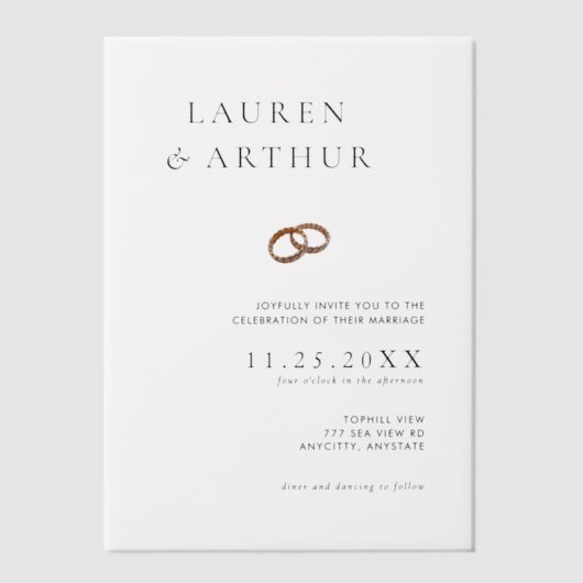 Moderne chique ultra minimalistische typografie br vellum uitnodigingen (Voorkant)