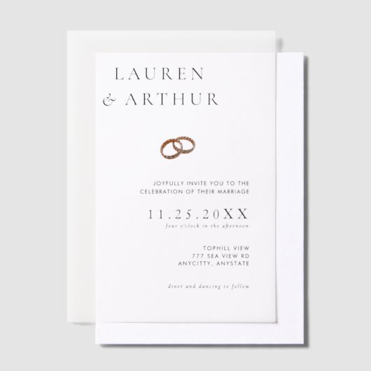 Moderne chique ultra minimalistische typografie br vellum uitnodigingen (Offset)