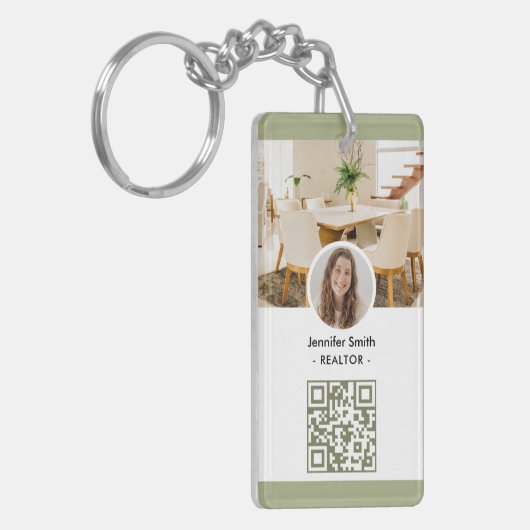 Moderne chique vastgoedmarketing QR-code Sleutelhanger (Voorkant Links)