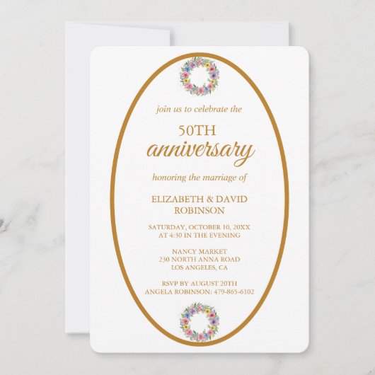 Moderne chique viering 50ste verjaardag bruiloft kaart (Voorkant)