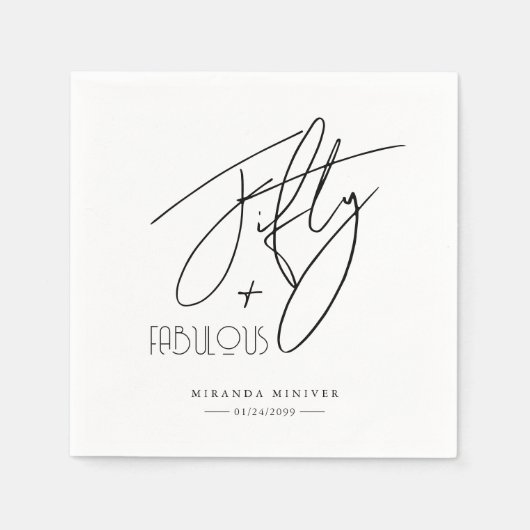 Moderne Chique Vijftig & FABULOUS Kalligrafie Verj Servet (Voorkant)