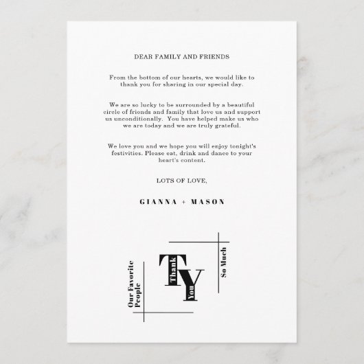 Moderne chique viva magenta minimale bruiloft dank menu (Achterkant)