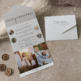 Moderne chique vrolijke kerst multi foto vakantie all in one uitnodiging