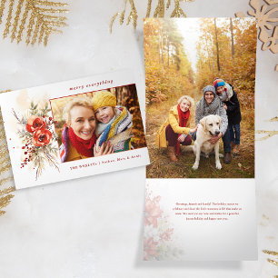 Moderne chique Waterverf kerst botanische foto Drieluik Wenskaart