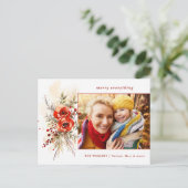 Moderne chique Waterverf kerst botanische foto Feestdagenkaart (Staand voorkant)