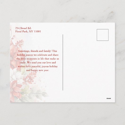 Moderne chique Waterverf kerst botanische foto Feestdagenkaart (Achterkant)