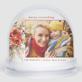 Moderne chique Waterverf kerst botanische foto Sneeuwbol (Voorkant)