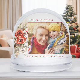 Moderne chique Waterverf kerst botanische foto Sneeuwbol