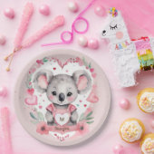 Moderne chique Waterverf Koala Roze Verjaardagsfee Papieren Bordje (Feest)