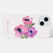 Moderne chique Waterverf roze bloemig Case-Mate iPhone Case (Achterkant (horizontaal))