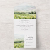 Moderne chique Waterverf wijngaard Landschap Bruil All In One Uitnodiging (Binnen)