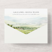 Moderne chique Waterverf wijngaard Landschap Bruil All In One Uitnodiging (Achterkant)