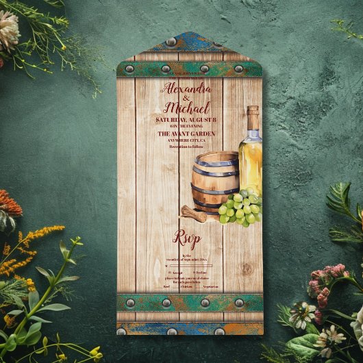 Moderne chique Waterverf wijngaard Landschap Bruil All In One Uitnodiging