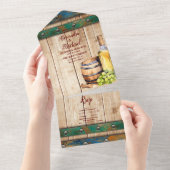 Moderne chique Waterverf wijngaard Landschap Bruil All In One Uitnodiging (Afscheurbaar)