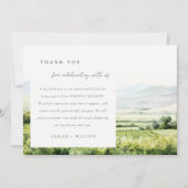 Moderne chique Waterverf wijngaard Landschap Bruil Bedankkaart (Voorkant)