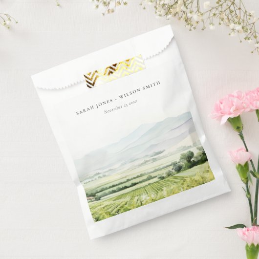 Moderne chique Waterverf wijngaard Landschap Bruil Bedankzakje (Gezegeld)