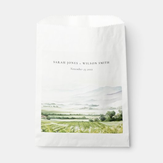 Moderne chique Waterverf wijngaard Landschap Bruil Bedankzakje (Voorkant)