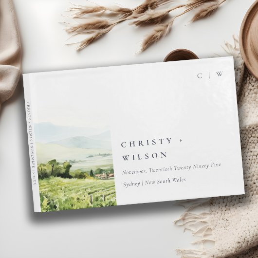 Moderne chique Waterverf wijngaard Landschap Bruil Gastenboek