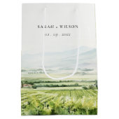 Moderne chique Waterverf wijngaard Landschap Bruil Medium Cadeauzakje (Achterkant)